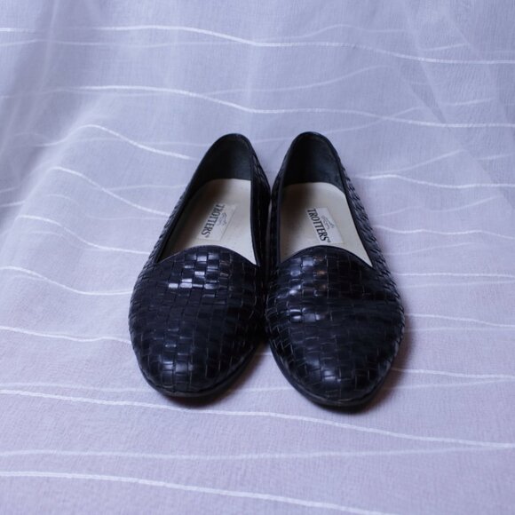 Trotters Woven Black Leather Slip Ons Womens 10WW - Picture 7 of 10